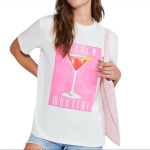 Wildfox White Tee With Pink French Martini Graphic Size XS
